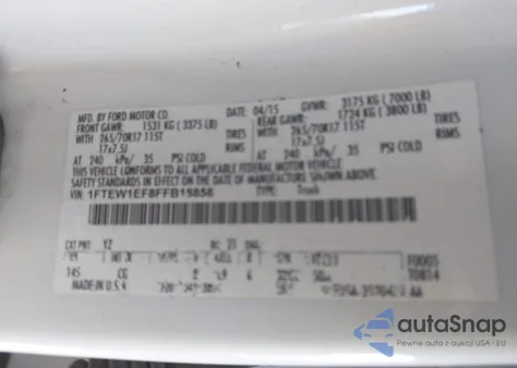 2015 Ford F-150 Xl from USA, damaged, VIN 1FTEW1EF8FFB18858